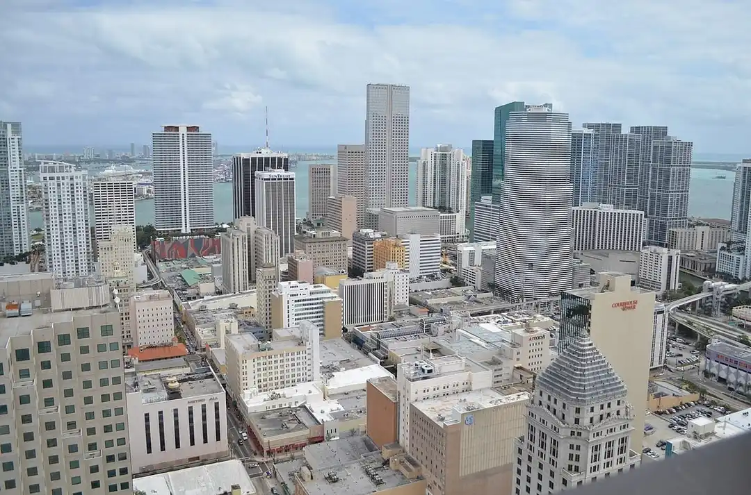 Aerial view of downtown Miami's central business district