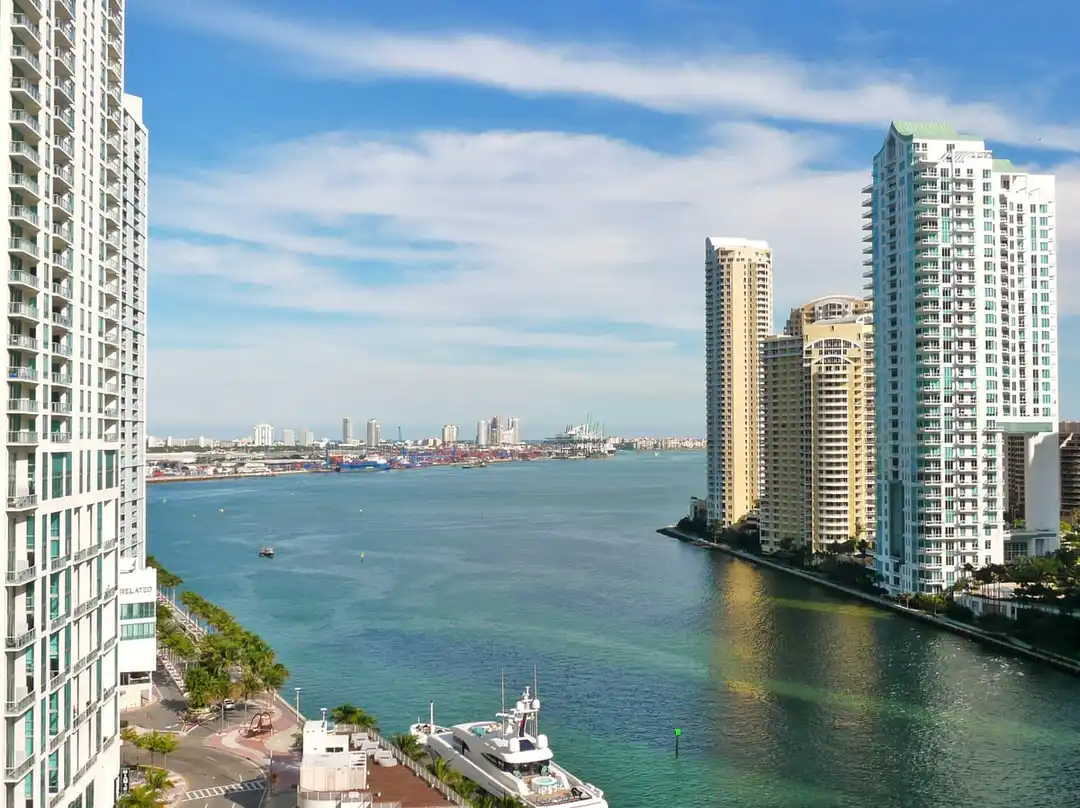 Aerial view of the Miami River representing Miami-Dade water and sewer infrastructure