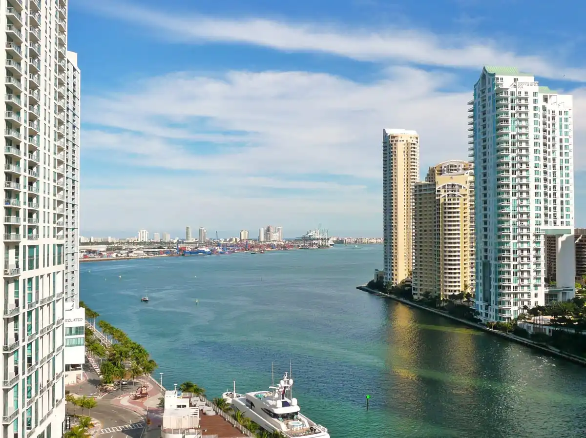Aerial view of the Miami River representing Miami-Dade water and sewer infrastructure