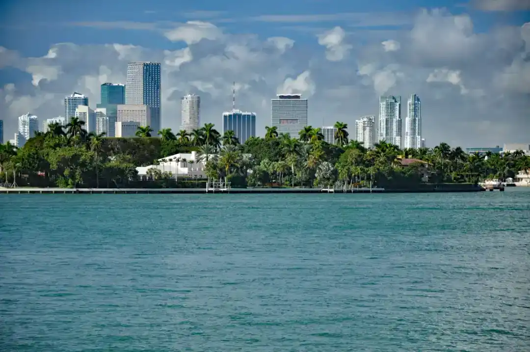 Miami skyline across Biscayne Bay in daylight
