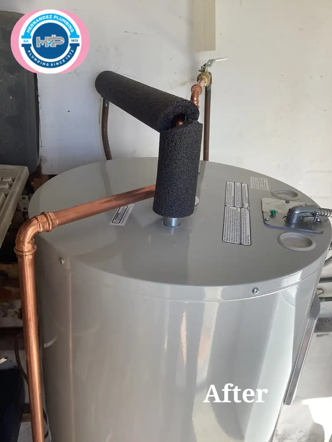 After photo: water heater copper piping with insulation in Miami.